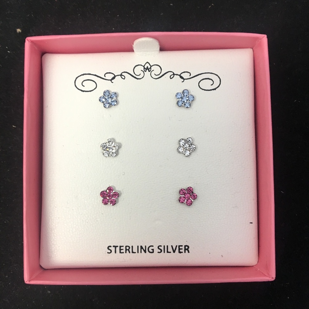 2 for $10  Sterling Silver 3 Stud Earrings